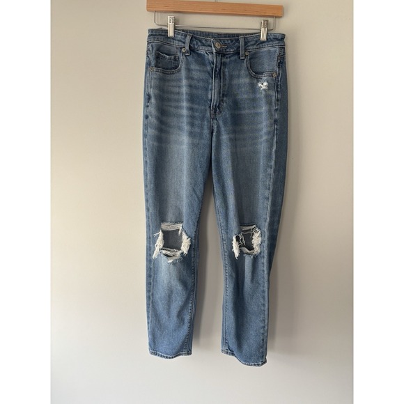 American Eagle By Payless Denim - American Eagle Outfitters High Rise Distressed Mom Jeans‎ Comfort Stretch Sz 8